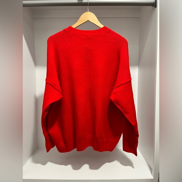 Vince Camuto red with Silver beaded “Merry” Holiday Sweater NWT Large and XL - Picture 6 of 13